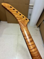 22 frets roasted Flame maple Electric guitar neck part rosewood lock nut