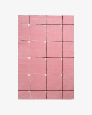 Nordic Knots Grand Rug - Sakura Pink & Black Grid - Hand Tufted 100% Wool -