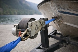 Manual Boat Trailer Winch Strap Ratchet Assembly Galvanized Steel Hook