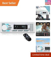 Single Din Marine Radio Bluetooth: Boat Stereo Receiver - Push to Talk Assist...