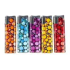 5 PACK Refillable Classic Cigarette W/Dot Bubble Slide  Lighters for candle