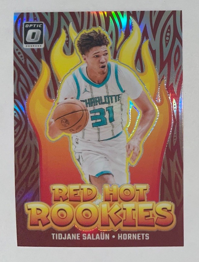 2024-25 Donruss Optic Red Hot Rookies #5 Tidjane Salaun Fast Break Prizm Hornets