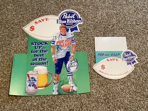 Vintage Pabst Blue Ribbon Beer Advertising Display Sign Football Theme