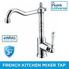 Traditional French Kitchen Mixer Tap – Single Lever, Chrome 3+, Cold Start