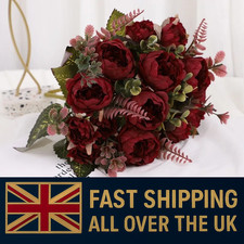 9 Heads Of Peony Flowers Artificial Flowers For Home Wedding Gardening Decor UK