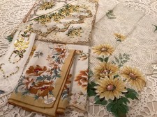 Lot 7 Summer Floral Women Cotton Handkerchiefs NOS Shiny Yellow Gold FALL Daisy