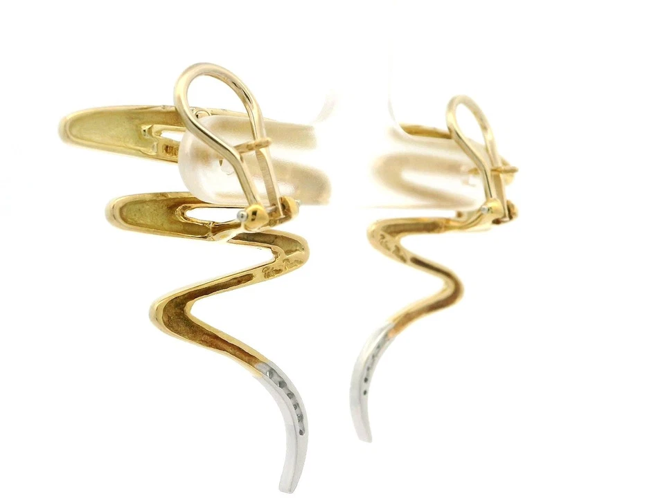 Серьги-зигзаги с бриллиантами Tiffany & Co. Paloma Picasso золото 18 карат платина 0,15 карата - Изображение 4 из 4