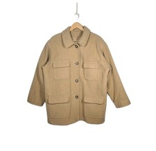 Vtg 90s Eddie Bauer Wool Felt Button Coat Made in USA XL Women's Plus Size Khaki