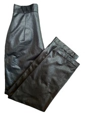 Vintage 80  s Diamond Lil Black High-Waisted Trousers Faux Leather Print Size 5