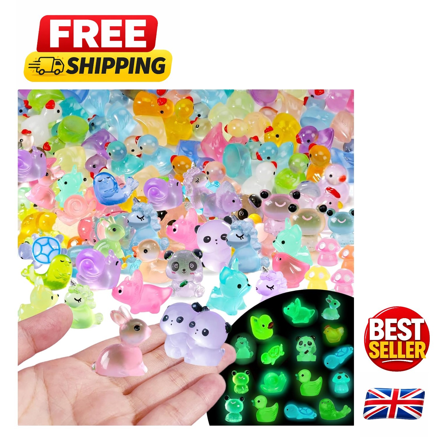 Magic of 136PCS Tiny Resin Animals - Glow-in-the-Dark Garden & Dollhouse Decor
