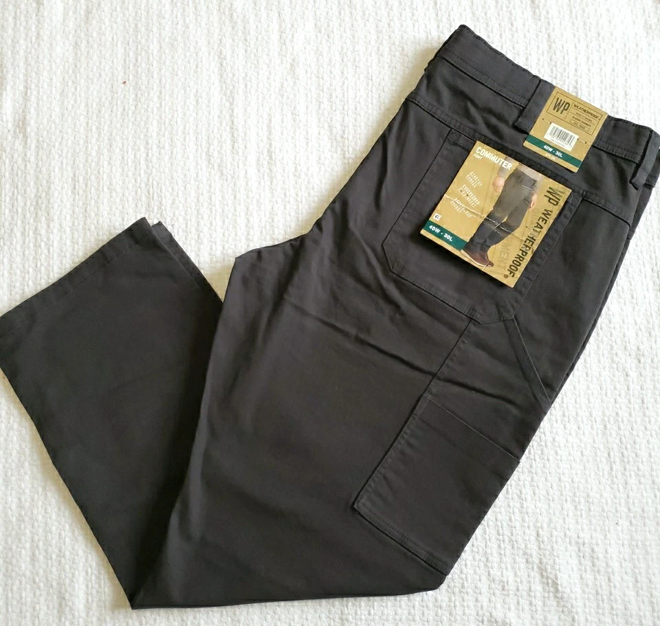 Weatherproof Mens Stretch Straight Fit Commuter Flex Waistband Gray Size 40 x 30