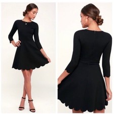 Lulu's Cumulonimbus Scalloped Skater Dress Large