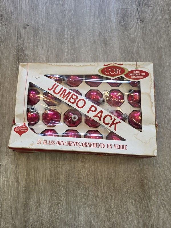 Vintage Coby Glass Christmas Ornaments Balls Jumbo Pack 24 Glass Ornaments-Pink