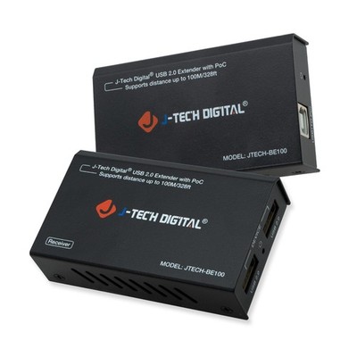 J-Tech Digital USB Over Ethernet Extender Balun 2.0 Extender, Black