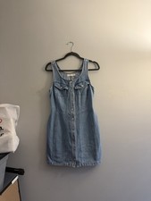 Stitch + Feather Denim Button Up Mini Dress Sz Sm Size Small Blue