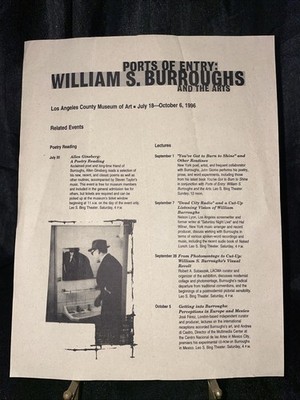 William S. Burroughs 1996 LACMA Ports of Entry Exhibit Program 8.5x11 Original