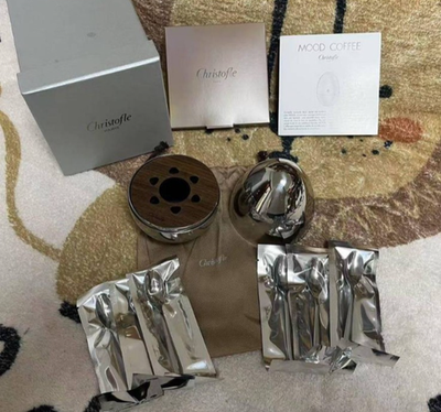 Christofle Mood Coffee Espresso Spoon 6 Set Egg Shaped Box Silver