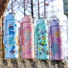 Toddler Cup Set of 3 Spill Proof Straw Sippy Cups with Handles BPA Free Kids