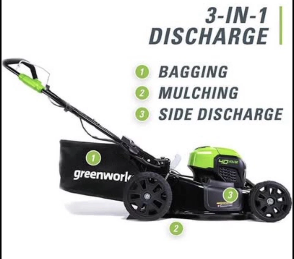 Greenworks 40V 21 pulgadas Autopropulsado Inalámbrico, Batería No Incluida MO40L02 Foto 2 de 3