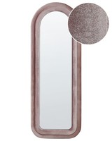 Wandspiegel Mit Breitem Rahmen Samt Rosa Halbrund Oval 160X60 Cm Modern Culan