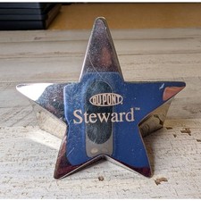 Vintage DuPont Steward Star Paperweight Award Collectible Metal Desk Accessory