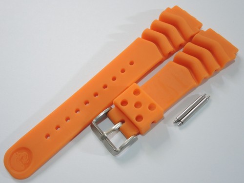 Cinturino In Gomma Arancione 22mm Per Orologi Subacquei - Adatto Per Seiko SKX007/7002/6309 - Foto 3