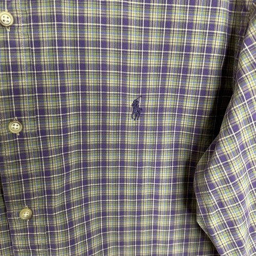 Ralph Lauren Button Down Shirt Mens Large Purple Green Plaid Long Sleeve Cotton - Bild 4 von 10