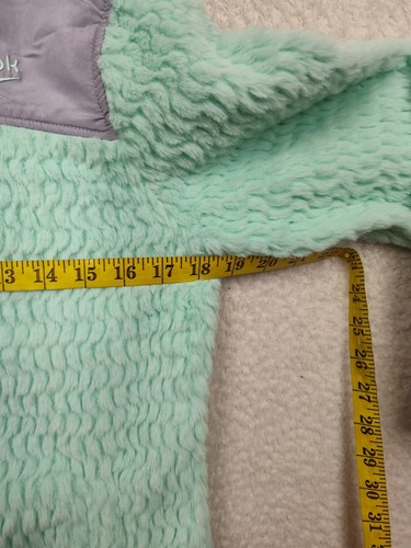 Reebok Girl Jacket Large Green Polyester Fuzzy Long Sleeve Pocket Full Zip 14/16 - Picture 9 of 15