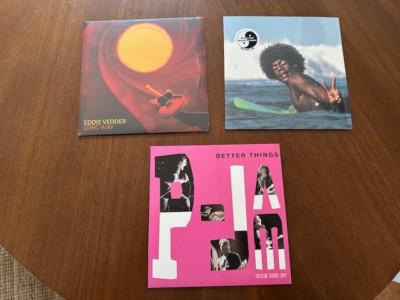 LOT of 3 PEARL JAM/EDDIE VEDDER 7'' Vinyl NEW Long Way/Turning Mist/Better Things