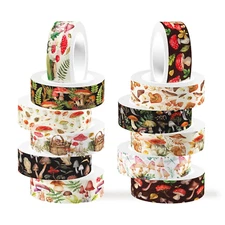 12 Rolls Mushroom Washi Tape Set,Vintage Washi Tape Decorative Paper Stickers De