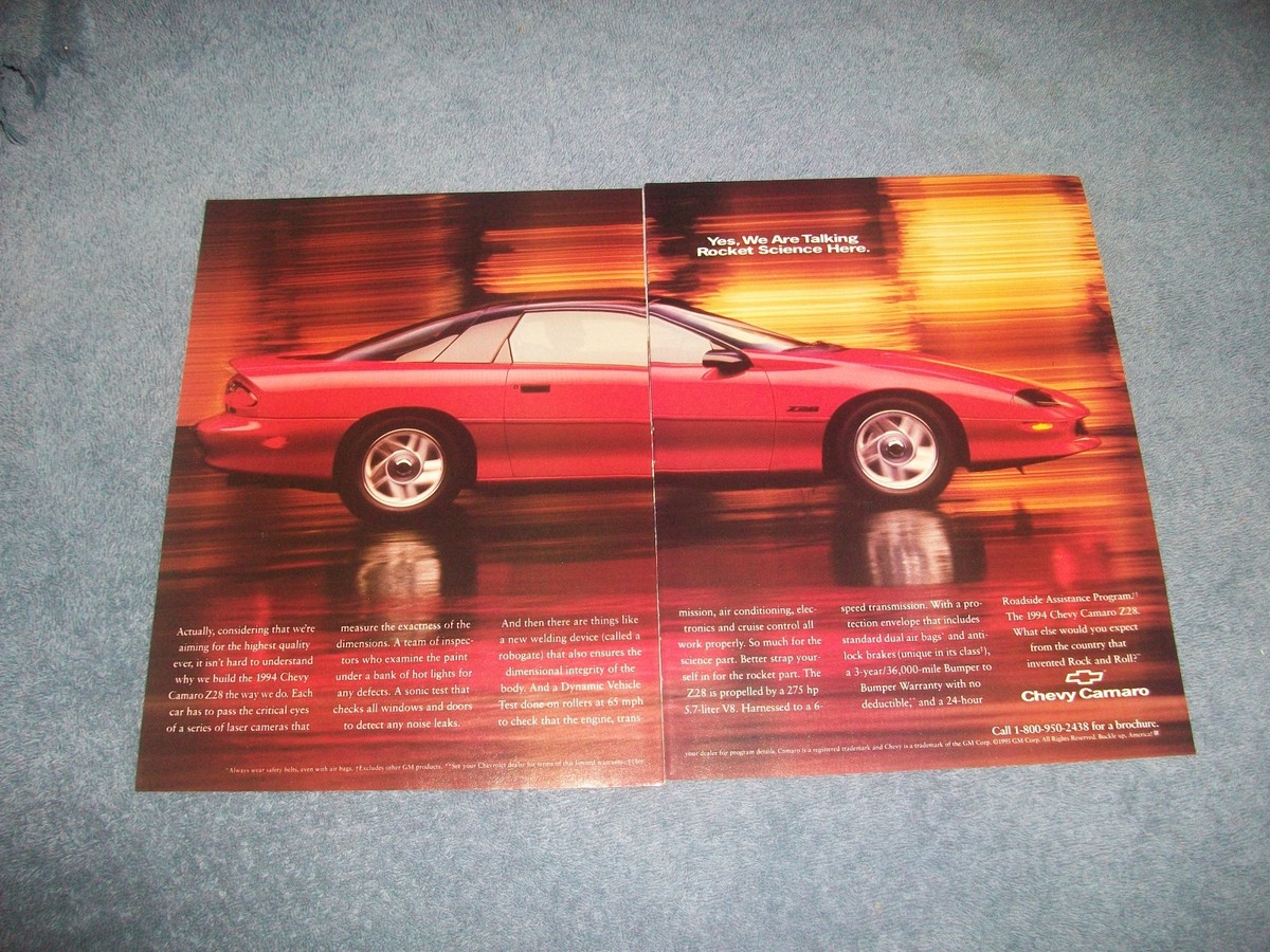 1994 Chevy Camaro Z/28 Vintage 2pg Ad 