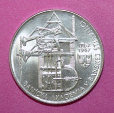 S4 - Czechoslovakia 100 Korun 1987 Brilliant Unc. Silver Coin - Mining Academy