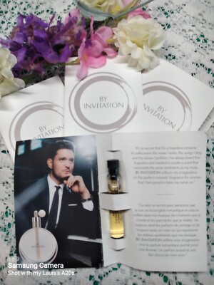 By INVITATION Michael Buble 0.05 Fl.Oz. SAMPLE EDP Vials  Lot of 4 Carded Vials