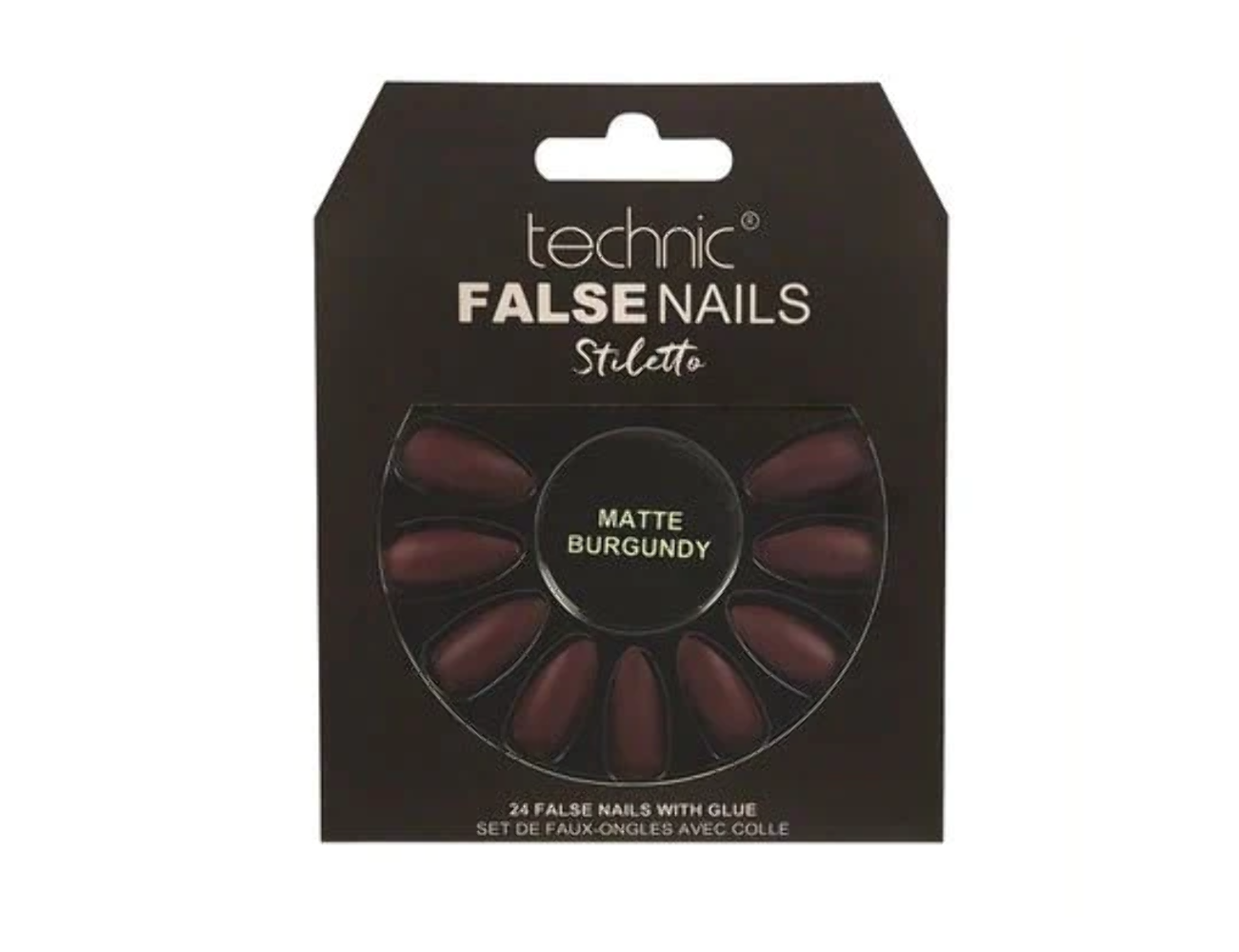 Technic False Nails Stiletto- Matte Burgundy
