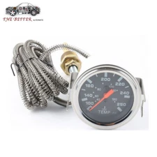 2'' 52mm Chrome Pointer Water Temp Temperature Gauge Mechanical Black Face ℃ / ℉