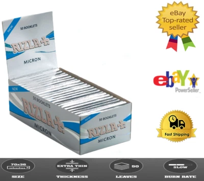 Rizla MICRON Extra Thin Single Standard Rolling Papers Booklets 25