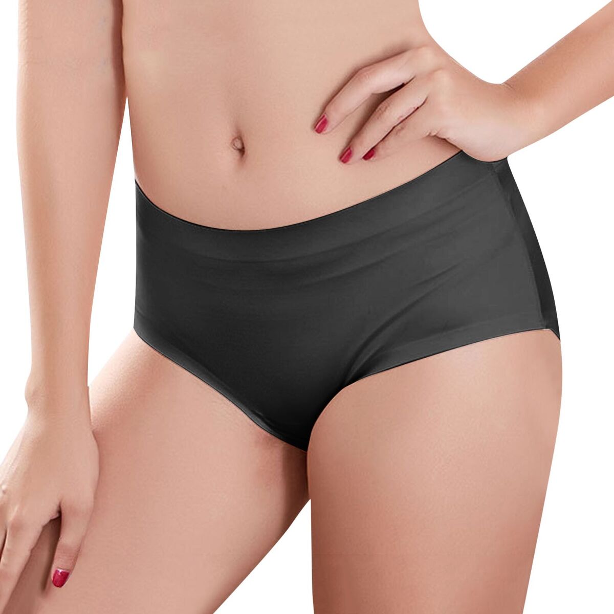 Women Plus Size Mid Waist Briefs Women Glossy Seamless Panties Nylon  Underwear