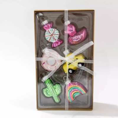 Target Bullseye 6 Pack Glass Ornaments Cactus Rainbow Duck Candy 2024 New