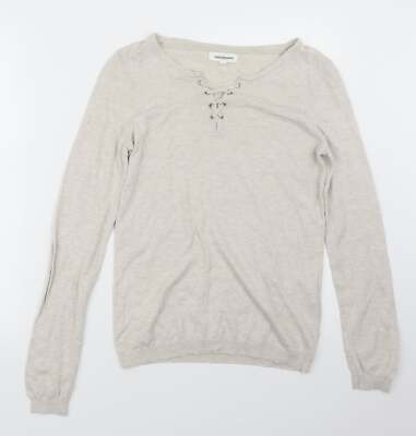 Cache Cache Damen Pullover Beige V-Ausschnitt Acrylmischung Größe M