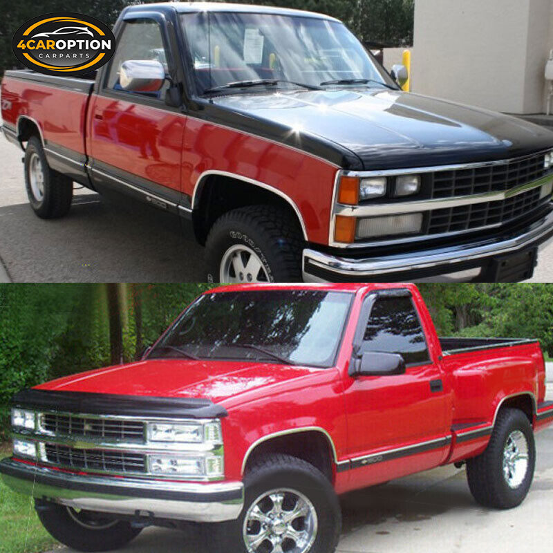 IKON MOTORSPORTS Window Visor Set - Smoke Tinted Tape-On Deflectors For 1988-1998 Chevy/GMC Trucks - View #7