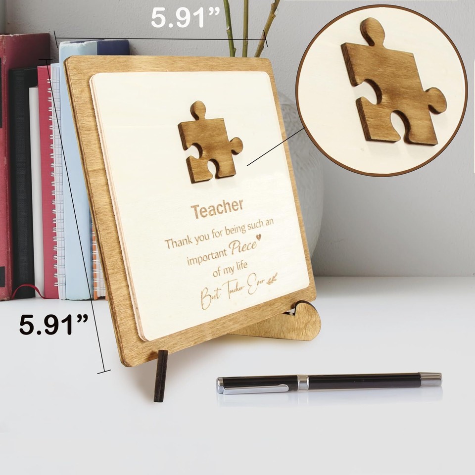 Teacher Gifts Wooden Puzzle Piece Gratitude Plaque Teacher