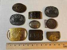 VINTAGE BELT BUCKLE LOT COWBOY BUCKLES Horse Related Buckles Etc MADE IN USA