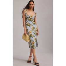 Anthropologie Reformation Besse Citrus Lemon Tree Print Dress Size 4