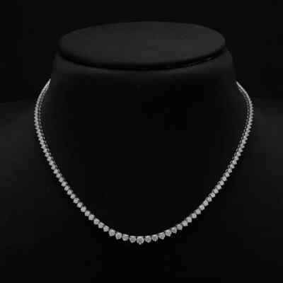 15Ct Round Cut Lab Created Diamond Women's Tennis Necklace 14K White Gold Plated