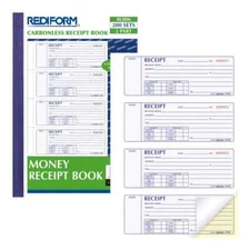 Rediform Money Receipt Book 2-Part Carbonless 200 Sets 7-5/8"X11" Office Store