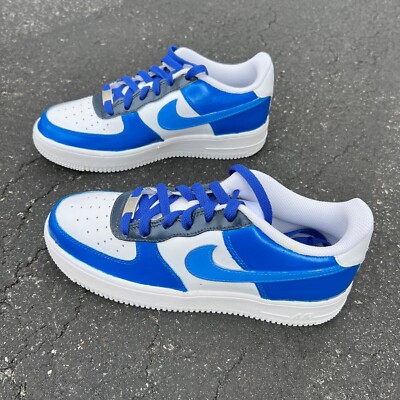 Air Force Custom White Retro Shoes, University Royal Blue Electric Fusion  Mens