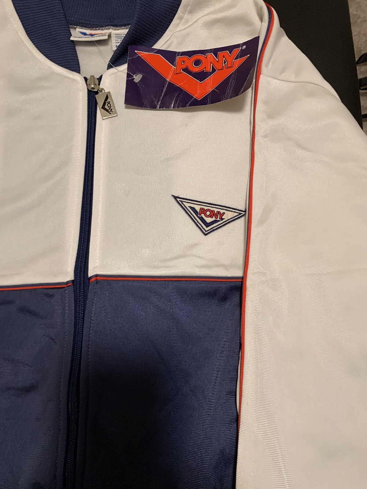 Giacca e pantaloni tuta vintage PONY 2 pezzi blu taglia media *NUOVISSIMA* NOS