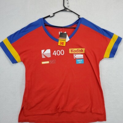 Kodak MAX 400 Graphic Womens XXL T-Shirt Red Retro V-Neck Short Sleeve New Retro