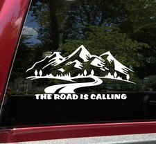 The Road is Calling Mountain Scene Vinyl Decal V1 | RV Camper Graphics | Die Cut