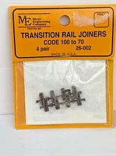 Micro Engineering 26-002 HO Code 100 to 70 Transition Rail Joiners (Pack of 8)